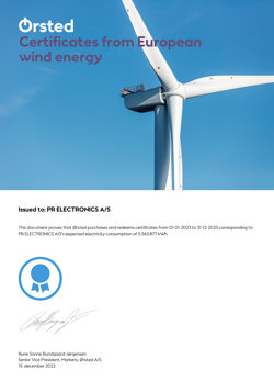 Certificate from European wind energy