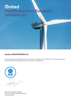 Certificate from European wind energy