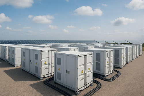 Large grid-level battery storage site
