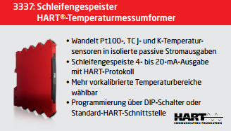 Schleifengespeister HART-Temperaturmessumformer